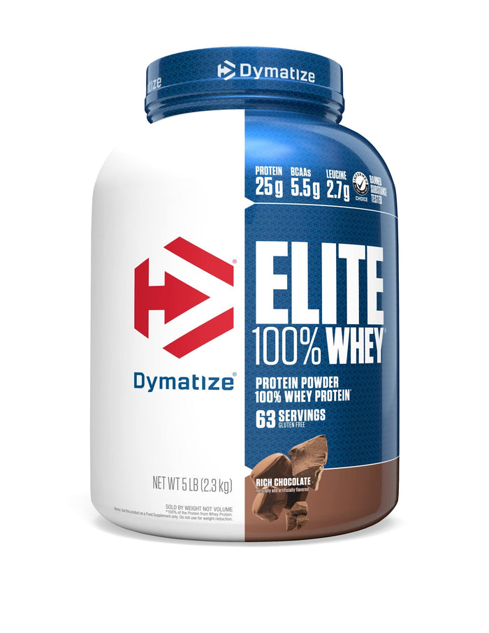 Dymatize Elite 100% Whey Protein Powder – 5 lbs (2.3 kg / 63 Servings)