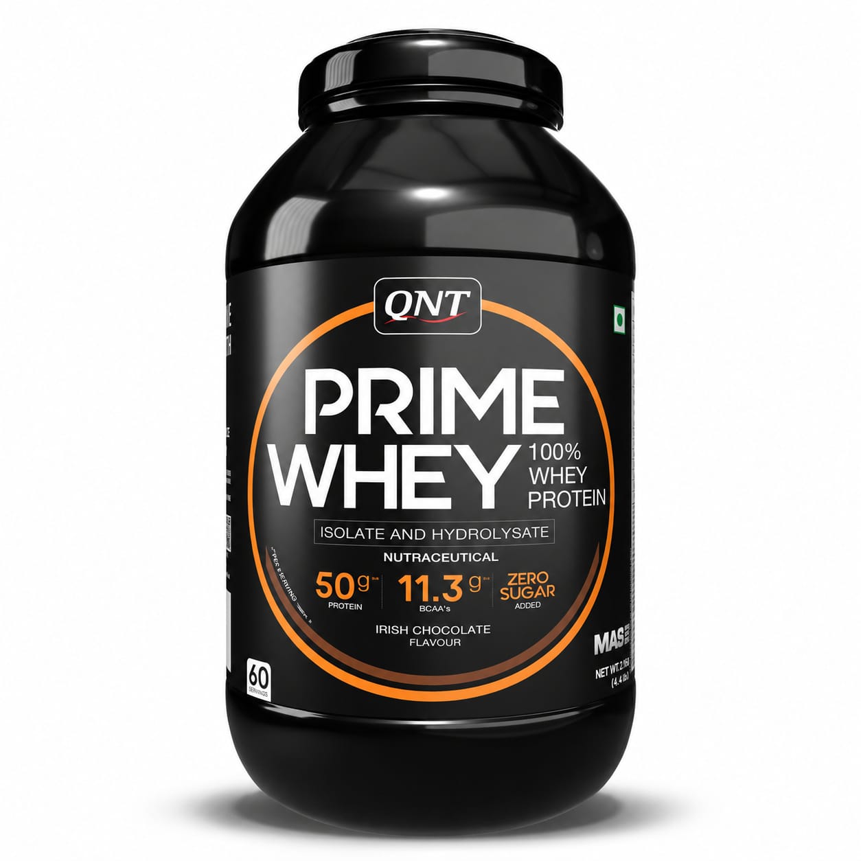 QNT Prime Whey 100% Whey Protein (Isolate & Hydrolysate)  (2.16kg / 4.4 lbs, 60 Servings)