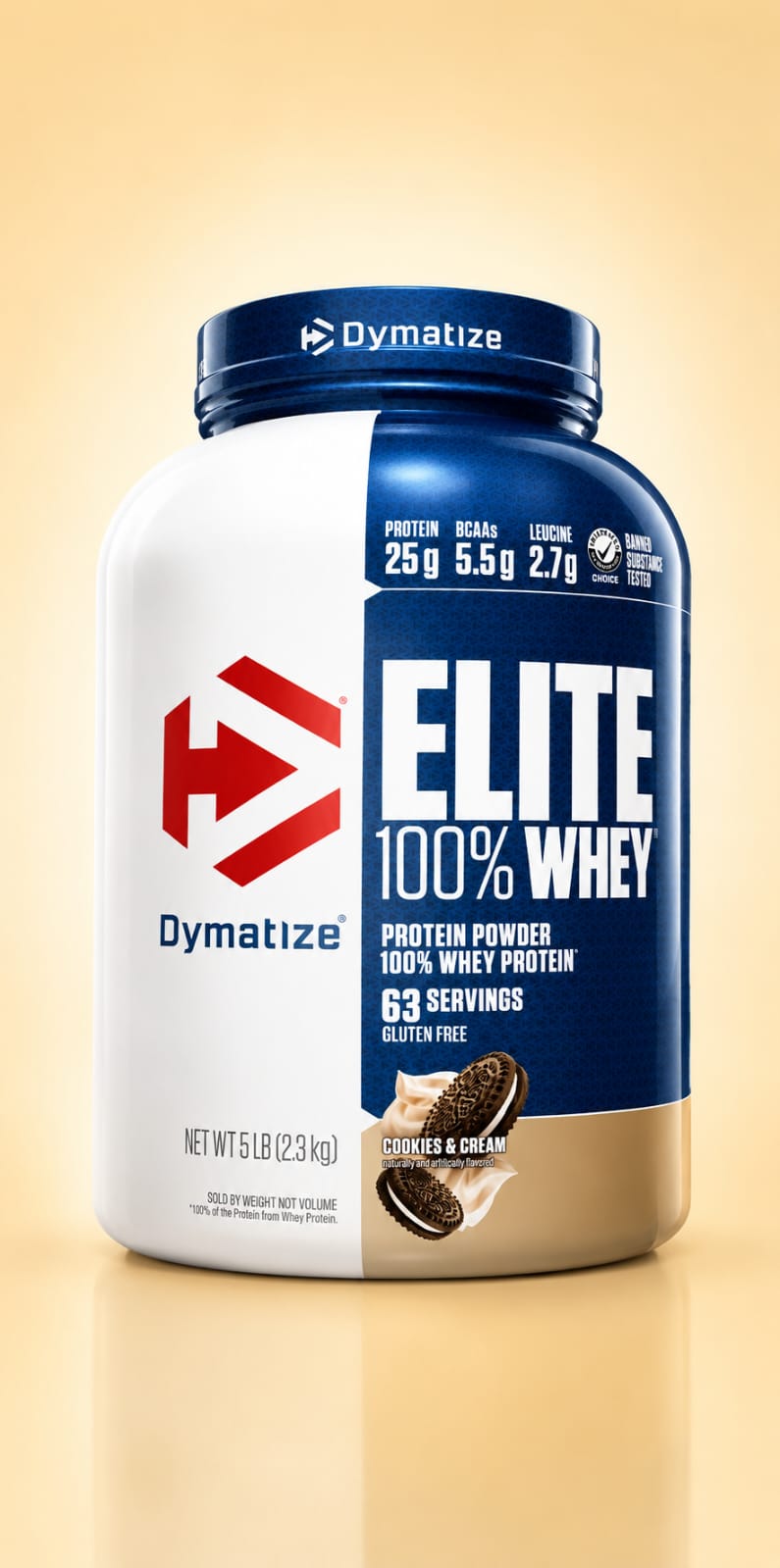 Dymatize Elite 100% Whey Protein Powder – 5 lbs (2.3 kg / 63 Servings)